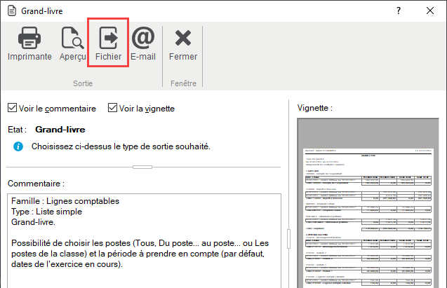 Choix du type dd sortie souhait&eacute;e