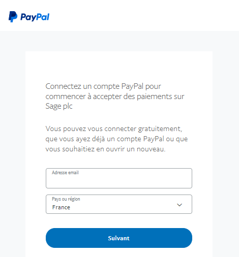 Cette image montre la connexion &agrave; PayPal