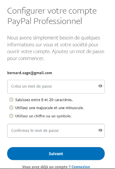 Configuration du compte PayPal