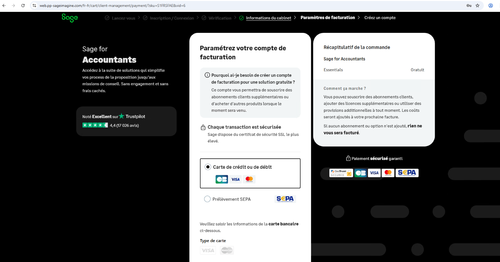 Image montrant le param&eacute;trage de votre compte facturation
