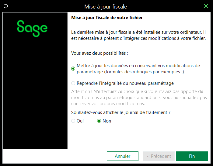 Mise à jour fiscale