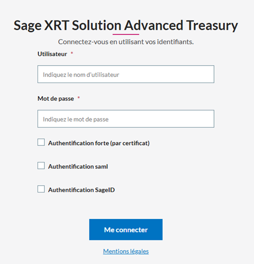 Capture de la fenêtre d’authentification Sage XRTLoginWeb.