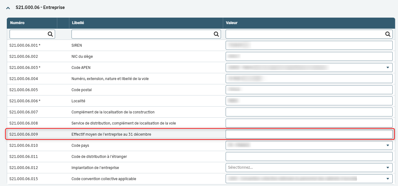 Cette capture permet de visualiser la ligne S21.00.06.009.