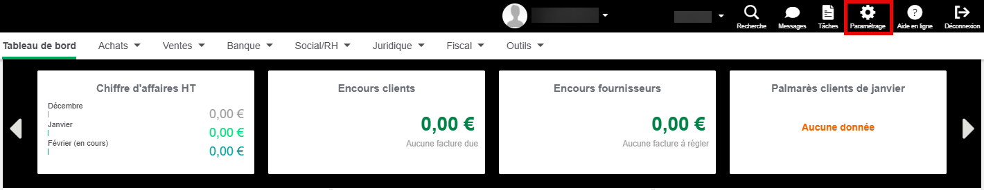 Cette capture permet de visualiser l’option Paramétrage.