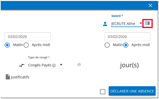 Cette capture permet de visualiser l'icône présente à côté du nom du salarié.